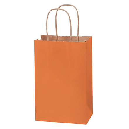 5 <span class='fraction'>1/2</span> x 3 <span class='fraction'>1/4</span> x 8 <span class='fraction'>3/8</span>" Orange Tinted Shopping Bags