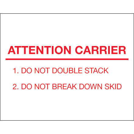 8 x 10" - "Attention Carrier" Labels